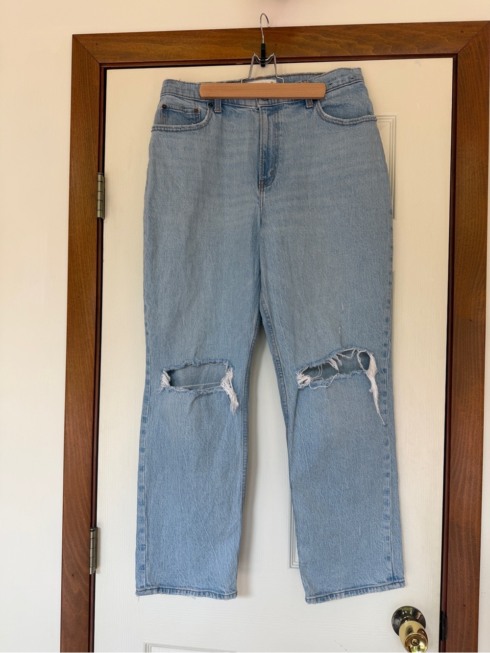 Abercrombie & Fitch Light Blue The 90s Straight Ultra High Rise CURVE LOVE